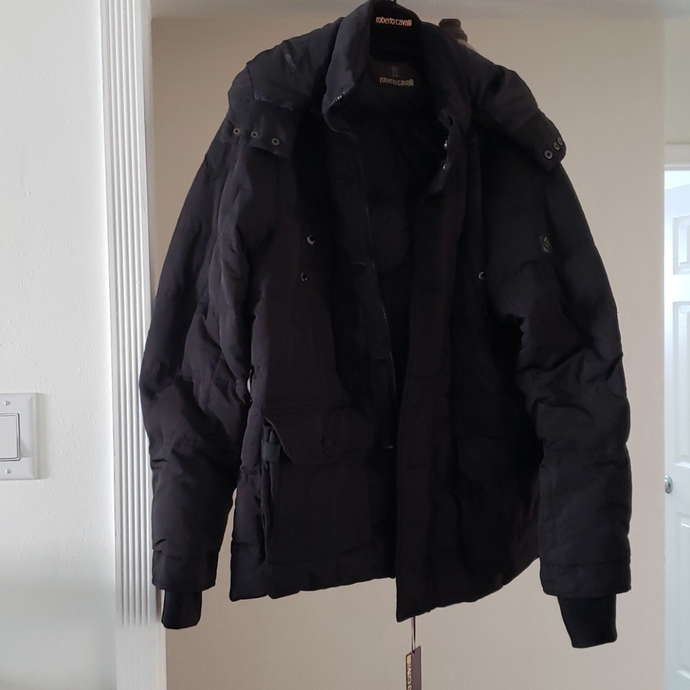 Men's Black Roberto Cavalli Polyester Jacket